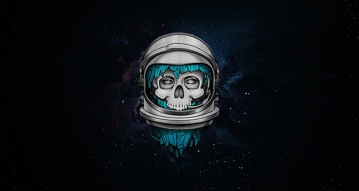 artwork, skull, helmet, stars, Dead Astronauts, band, music, HD wallpaper