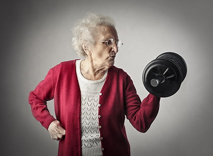 workout, fitness, dumbbells, grandmother, old woman, HD wallpaper HD wallpaper