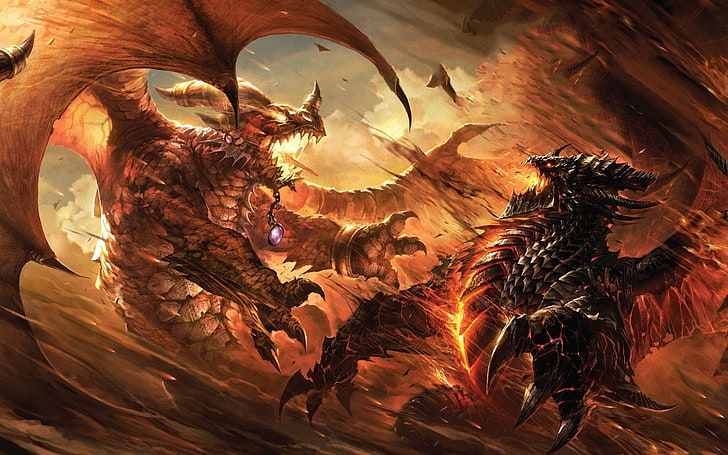 Warcraft, Alexstrasza (World Of Warcraft), Deathwing (World Of Warcraft), World of Warcraft, HD wallpaper