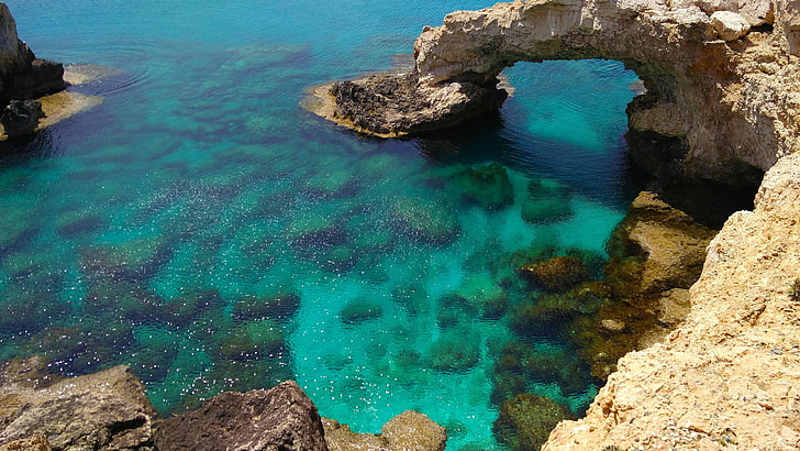 arch, cape greco, national forest park, stone arch, ayia napa, ciprus, coast, rock, HD wallpaper