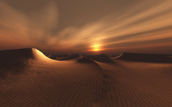 الصحراء ، الكثبان الرملية ، المناظر الطبيعية، خلفية HD