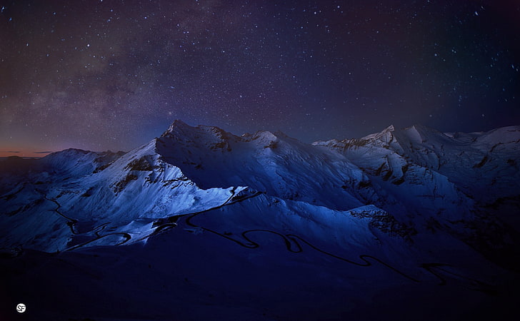 The Night, gray mountain, Nature, Mountains, Range, stunning, HD wallpaper