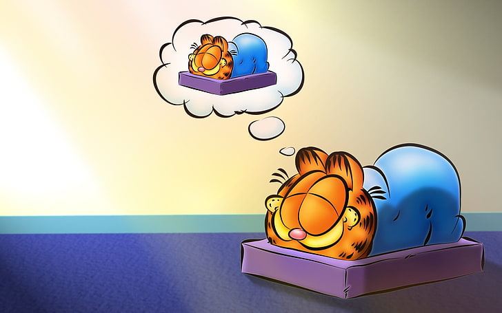 Cartoon star Garfield, garfield durmiendo mientras sueña con una foto,  Cartoon, Fondo de pantalla HD | Wallpaperbetter