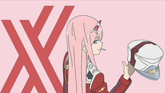 Querida no FranXX, garotas de anime, Zero Two (Querida no FranXX), cabelo rosa, HD papel de parede HD wallpaper