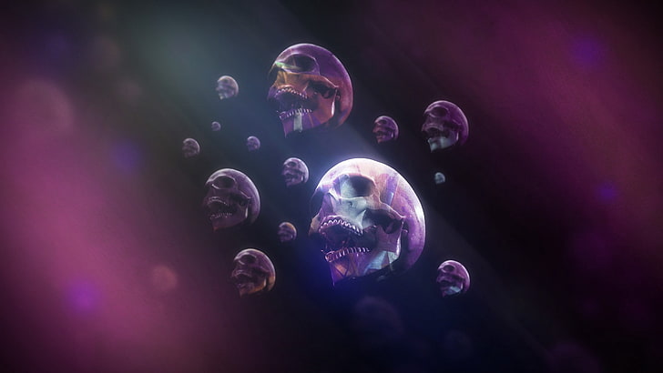 human skulls illustration, skull, smoke, paint, lights, HD wallpaper