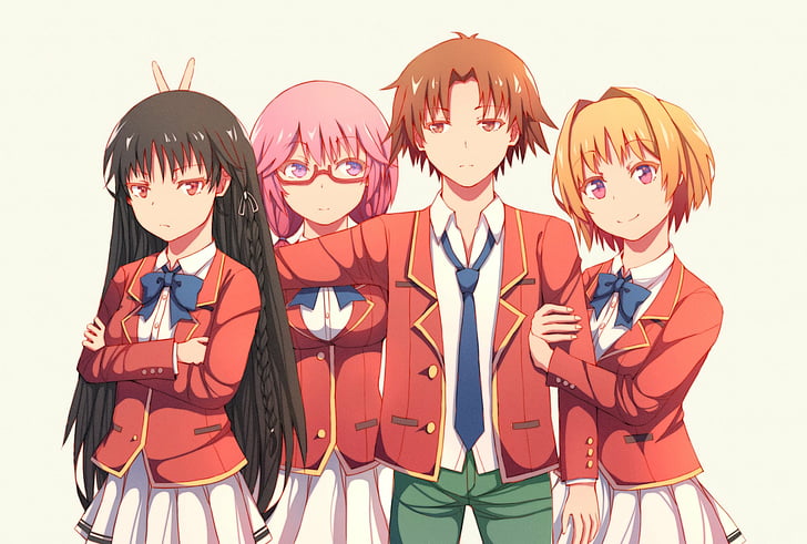 Anime, salle de classe de l'élite, Airi Sakura, Kikyō Kushida, Kiyotaka Ayanokōji, Suzune Horikita, Fond d'écran HD