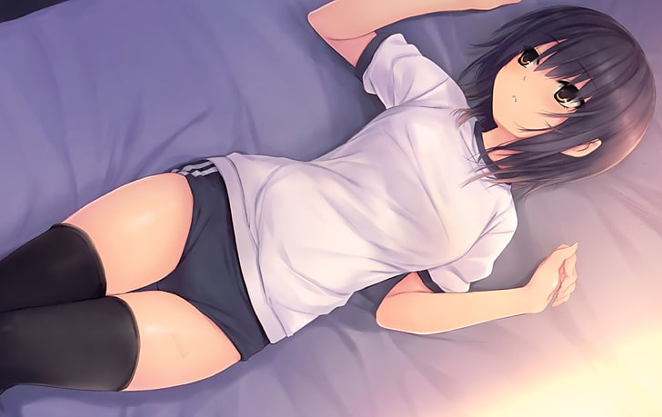 Anime Charakter mit weißem T-Shirt, Anime, Anime Mädchen, Schulmädchen, HD-Hintergrundbild