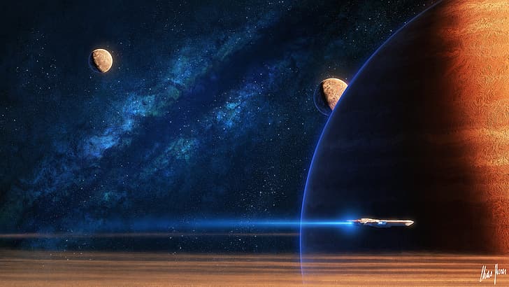 Elias Stern ดิจิตอล ศิลปะดิจิตอล งานศิลปะ แสดงผล นิยาย ดาวเคราะห์ ยานอวกาศ กาแลคซี ดาว ศิลปะอวกาศ, วอลล์เปเปอร์ HD