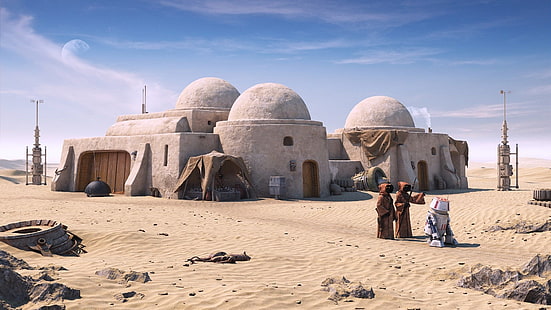 Star Wars, Building, Desert, Jawa (Start Wars), Robot, Tatooine (Star Wars), HD wallpaper HD wallpaper