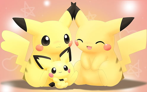 Ilustração de Pikachu, Pokémon, Bonito, Pichu (Pokémon), Pikachu, Sorriso, HD papel de parede HD wallpaper