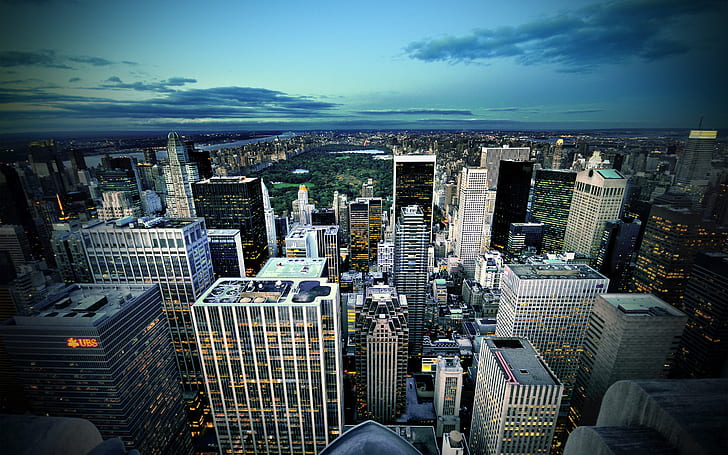 Другата страна на Манхатън, архитектура, син, град, градски пейзаж, Манхатън, Ню Йорк, Нюйорксити, Никон, Nikond300, перспектива, фотография, небе, силует, залез, HD тапет