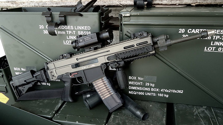 회색과 검은 색 돌격 소총, 총, CZ, CZ 805 BREN, 돌격 소총, HD 배경 화면