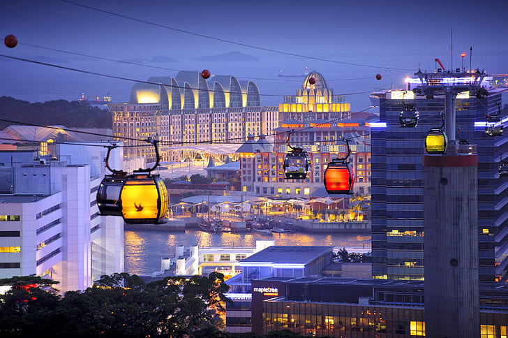 Cities, Singapore, City, Evening, Island, Orient, Quay, Sea, HD wallpaper