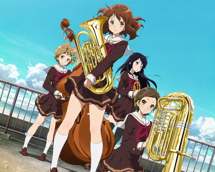Anime, Sound! Euphonium, Hazuki Katou, Kumiko Oumae, Reina Kousaka, Sapphire Kawashima, HD wallpaper