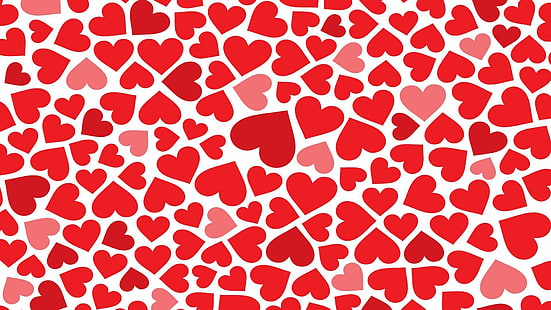 Dużo serc HD, ilustracja białych i czerwonych serc, kolaż, serca, czerwony, Tapety HD HD wallpaper