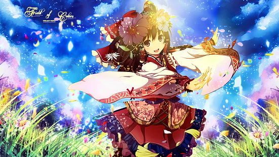 anime, Touhou, Hakurei Reimu, miko, Wallpaper HD HD wallpaper