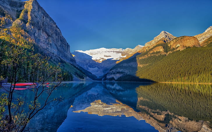 Lake Louise, Parco Nazionale di Banff, Alberta, Canada, montagne, riflesso d'acqua, Lago, Louise, Banff, Nazionale, Parco, Alberta, Canada, Montagne, Acqua, riflesso, Sfondo HD