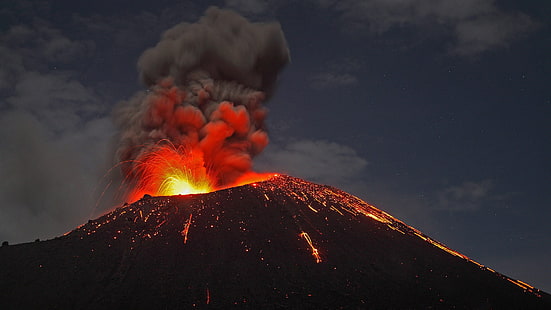 vulkanen, Indonesien, utbrottet, ön Anak-Krakatau, HD tapet HD wallpaper