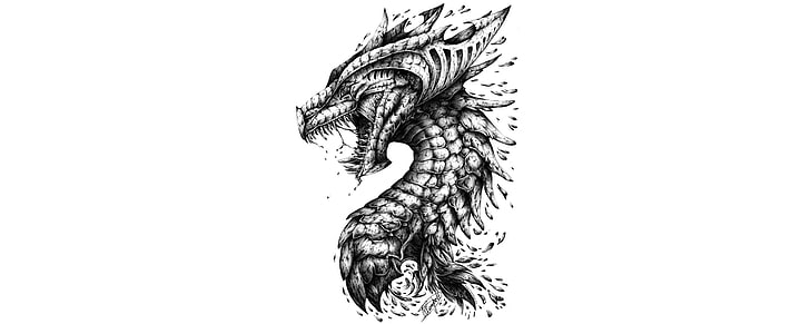 dragon portrait, dragon, head, teeth, scales, HD wallpaper