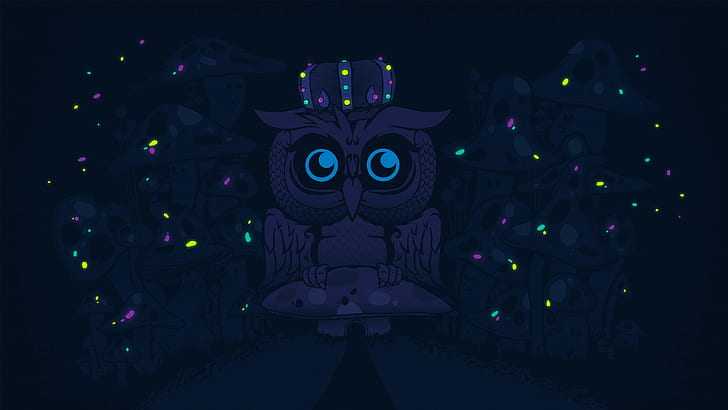 Owl Abstract Mushrooms Psychedelic HD, abstract, digital / artwork, owl, psychedelic, mushrooms, Fondo de pantalla HD