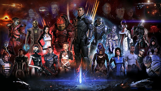 Bioware, Mass Effect, video games, Citadel (Mass Effect), Mass Effect 3, digital art, render, Commander Shepard, EDI, Miranda Lawson, HD wallpaper HD wallpaper