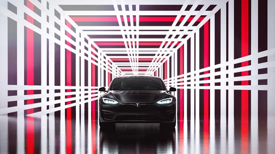 Tesla รุ่น S, Tesla, รถยนต์ไฟฟ้า, รถยนต์สมรรถนะสูง, ลายสก๊อต, วอลล์เปเปอร์ HD HD wallpaper