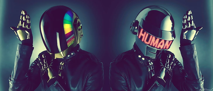 dua helm hitam, daft punk, gaya, musik, Wallpaper HD