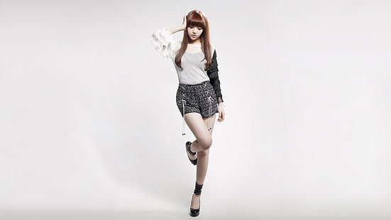 kvinnors vita och svarta långärmade tröjor, Girl's Day, K-pop, Asian, Bang Minah, Korean, kvinnor, sångare, HD tapet HD wallpaper