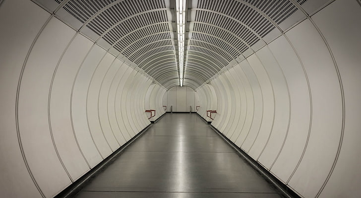 Tunnel, Artistic, Urban, City, Underground, White, Modern, Station, Future, Tube, Empty, Tunnel, Subway, vienna, transport, HD wallpaper
