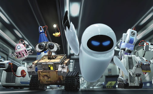 Wall E i Eve, postacie z WALL-E, Kreskówki, WallE, Wall, Tapety HD HD wallpaper