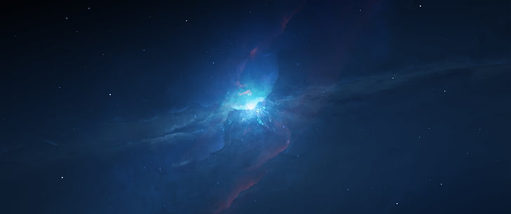 Астрофотография, синьо, космическо, ултрашироко, HD тапет