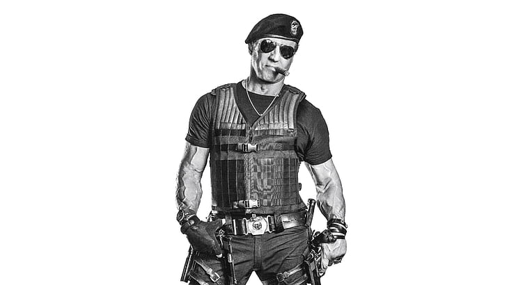 pose, weapons, The Expendables, Sylvester Stallone, Barney Ross, HD wallpaper