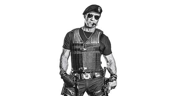 pose, weapons, The Expendables, Sylvester Stallone, Barney Ross, HD wallpaper HD wallpaper