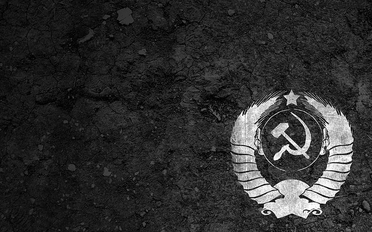 silver logo, background, USSR, coat of arms, the hammer and sickle, HD wallpaper
