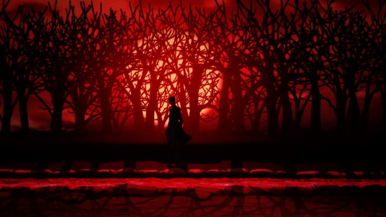 빨간색과 검은 색 추상 회화, 모노 가타리 시리즈, 애니메이션, 판타지 아트, HD 배경 화면 HD wallpaper