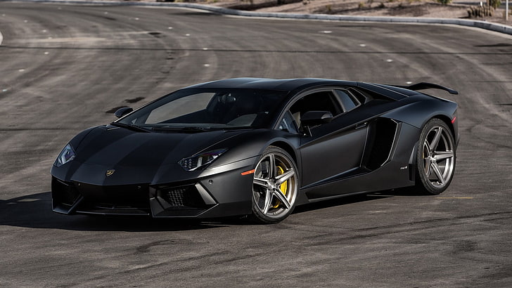 coche negro Lamborghini, Lamborghini, Lamborghini Aventador, supercoches, coche, Fondo de pantalla HD