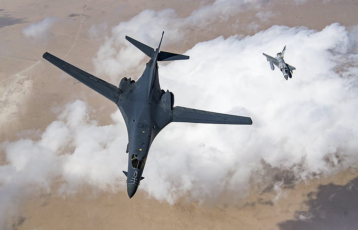 weapons, army, Mirage 2000, B-1B Lancer bomber, HD wallpaper