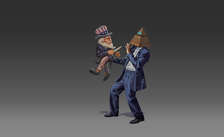 Illuminati, The Great Awakening, Uncle Sam, knife, USA, Pyramid Head, politics, HD wallpaper