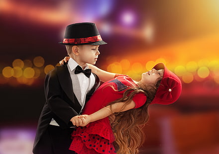 Jungen und Mädchen tanzen Tapete, Liebe, Kindheit, Romantik, Kind, Tanz, Junge, Paar, Mädchen, Paar, Valentinstag, kleines Mädchen, HD-Hintergrundbild HD wallpaper