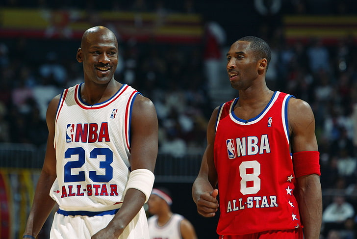 Michael Jordan, basketbol, ​​gülümseme, NBA, efsaneler, Kobe Bryant, gülümsüyor, All-Stars oyunu, all-star oyunu, HD masaüstü duvar kağıdı