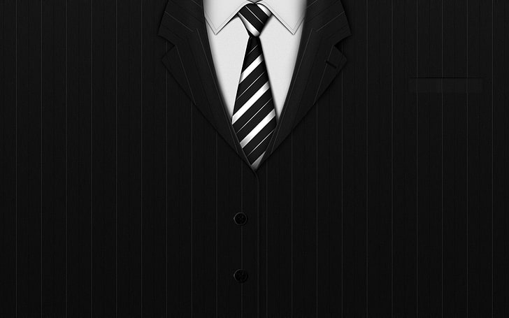 illustrazione di giacca e cravatta in bianco e nero, astratto, artistico, completo, Sfondo HD