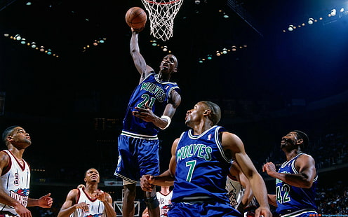NBA, koszykówka, Kevin Garnett, wilk, obręcz, minnesota timberwolves, Houston Rockets, Tapety HD HD wallpaper