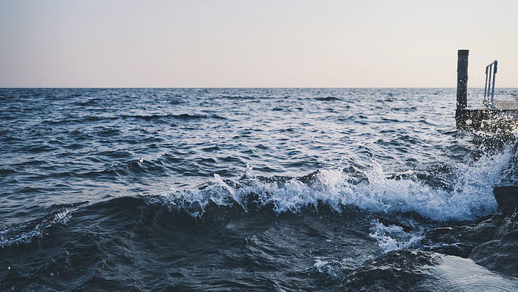الماء ، الأمواج ، الرصيف، خلفية HD