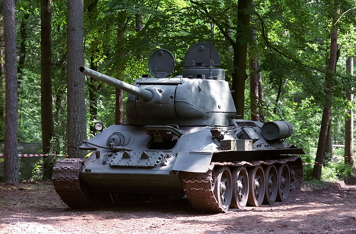 серый боевой танк, танк, музей, нидерландский, советский, средний, т-34-85, в годы великой отечественной войны, парк свободы, HD обои