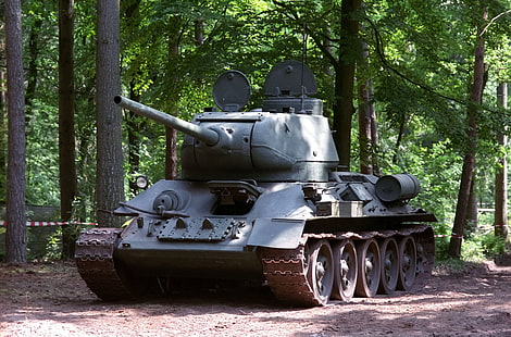 Tanque de batalla gris, tanque, Museo, Países Bajos, soviético, promedio, T-34-85, durante la gran guerra patriótica, Liberty Park, Fondo de pantalla HD HD wallpaper