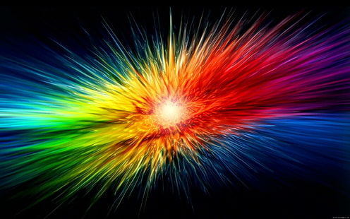 Rainbow explosion, rainbow blast, rainbow, color, explosion, graphic, HD wallpaper HD wallpaper