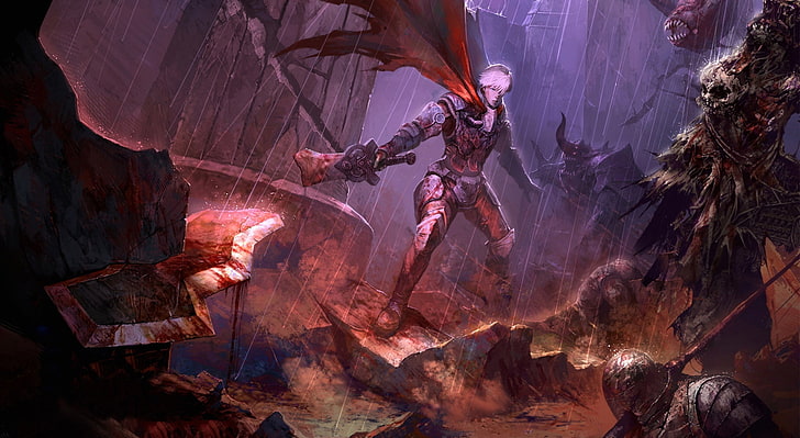 Devil May Cry, man holding sword with red cape digital wallpaper, Games, Devil May Cry, video game, HD wallpaper