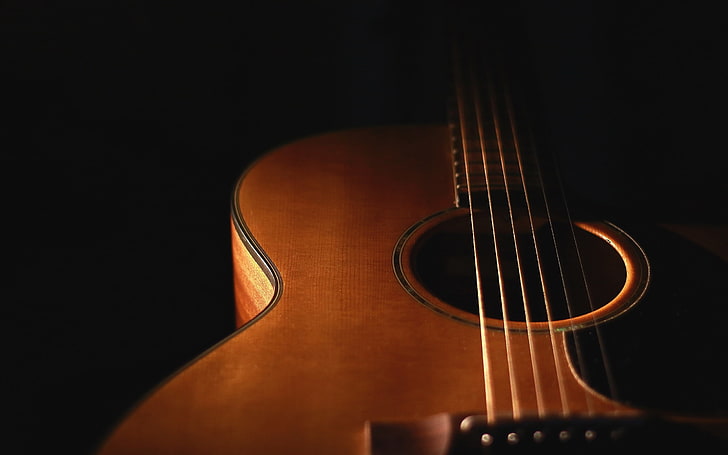 Brown Guitar Music, brown guitarra acústica, Music`` brown, guitar, Fondo de pantalla HD