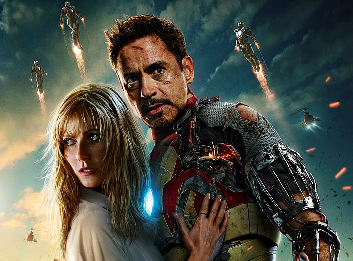 Iron Man 3 Tony Stark ve Biber Potts, Marvel Iron Man 3, Filmler, Iron Man, Süper Kahraman, Film, Film, Robert Downey, Gwyneth Paltrow, Biber Potts, 2013, Iron Man 3, HD masaüstü duvar kağıdı
