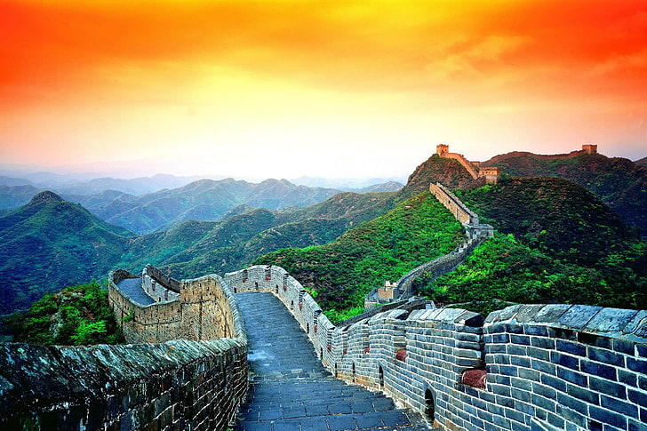Великая китайская стена, Великая китайская стена, Китай, стена, камень, HD обои